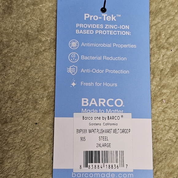 3/$25 🆕 Barco One 4 Pocket Plush Waist Cargo Summit Scrub Pants 2XL in Steel - Picture 5 of 6